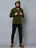 Men's Green Cotton Self Pattern Hooded Tees - Designer mart