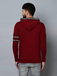 Men's Maroon Cotton Self Pattern Hooded Tees - Designer mart