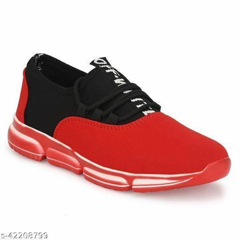 Men's Mesh Stylish Red Sports Shoes - Designer mart