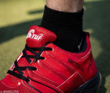 Men's Red Self Design Sports Jogging Shoes - Designer mart