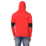 Men's Red Typography Cotton Self Pattern Hooded T-Shirt - Designer mart