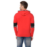 Men's Red Typography Cotton Self Pattern Hooded T-Shirt - Designer mart