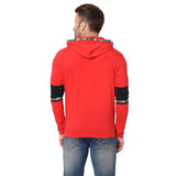 Men's Red Typography Cotton Self Pattern Hooded T-Shirt - Designer mart