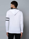 Men's White Cotton Self Pattern Hooded Tees - Designer mart