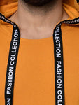Men's Yellow Cotton Self Pattern Hooded Tees - Designer mart