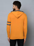 Men's Yellow Cotton Self Pattern Hooded Tees - Designer mart