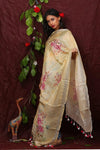 Peach Floral Digital Printed Linen Women Dupatta - Designer mart
