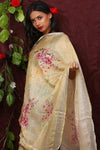 Peach Floral Digital Printed Linen Women Dupatta - Designer mart