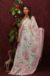 Pink Digital Floral Printed Linen Women Dupatta - Designer mart