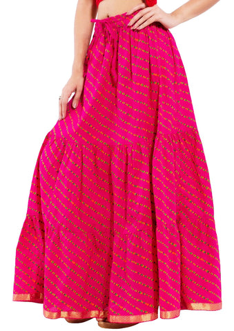 Pink Ethnic Print Maxi Skirt - Designer mart