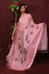 Pink Floral Digital Printed Linen Women Dupatta - Designer mart