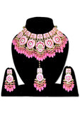 Pink Meenakari Alloy And Bead Necklace set - Designer mart