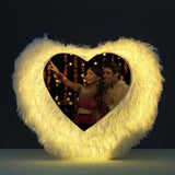 Printing Your Dreams Personalized Heart Shape Fur LED Cushion with Filler, 14x14-inch - Designer mart