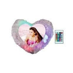 Printing Your Dreams Personalized Heart Shape Fur LED Cushion with Filler, 14x14-inch - Designer mart