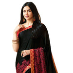 Refreshing Black Colored Casual wear Georgette Saree - Designer mart