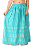 Sky Blue Ethnic Print Maxi Skirt - Designer mart