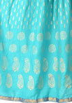 Sky Blue Ethnic Print Maxi Skirt - Designer mart