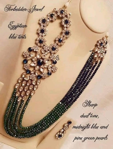 Stone Studded Crystal Long Necklace - Designer mart