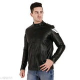 Striped Faux Leather Jacket - Designer mart