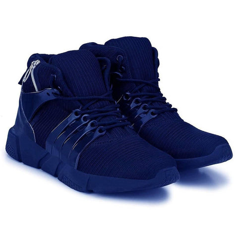 Stylish Navy Blue Mesh Running Sports Shoes For Men - Designer mart