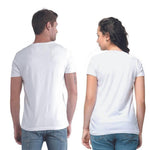 White Cotton Blend Round Neck Printed Couple T-Shirts for Men & Women - Designer mart