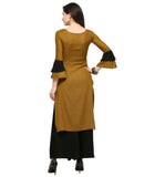 Women Brown Rayon Straight Kurti With Plazo - Designer mart