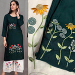 Women's Embroided Rayon Kurti With Chikankari Plazo - Designer mart