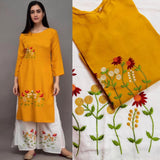 Women's Embroided Rayon Kurti With Chikankari Plazo - Designer mart