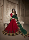 Women's Green & Maroon Vichitra Silk Saree - Designer mart