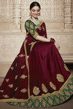 Women's Maroon Vichitra Silk Saree - Designer mart