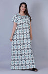 Women's Premium Cotton Block Printed Night Gown - Designer mart