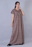 Women's Premium Cotton Zic-Zac Printed Night Gown - Designer mart