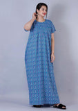 Women's Premium Cotton Zic-Zac Printed Night Gown - Designer mart