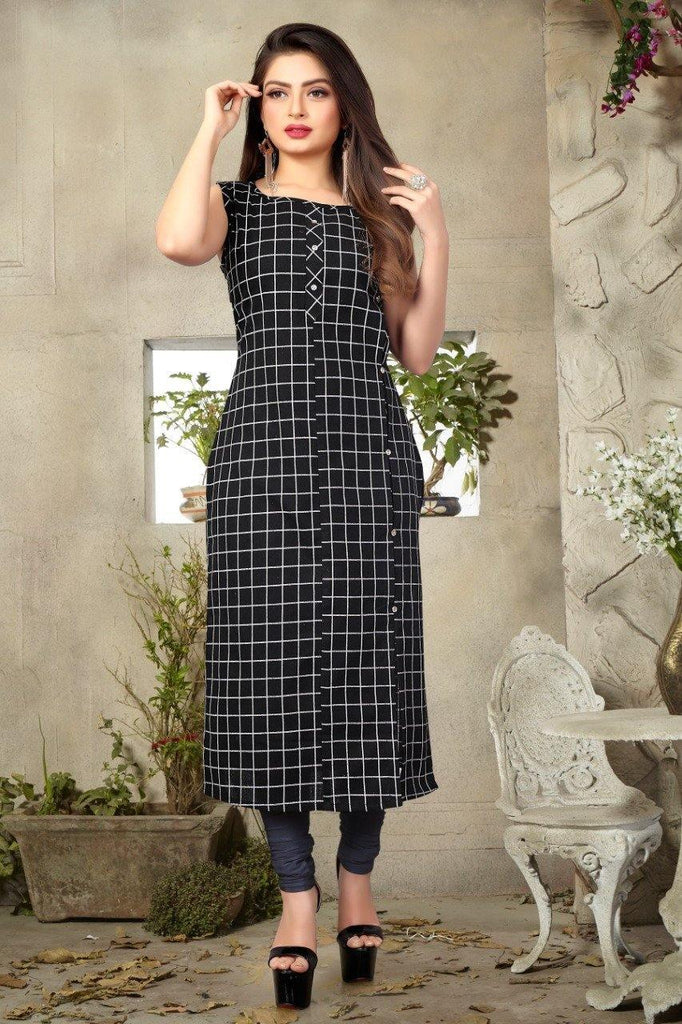 KC200048 - Beautiful Zigzag Pattern Cotton Kurti Pant Set