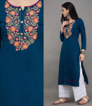 Women's Stitched Rayon Fabric Kurti Plazo Set - Designer mart