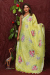 Yellow Digital Floral Printed Linen Women Dupatta - Designer mart