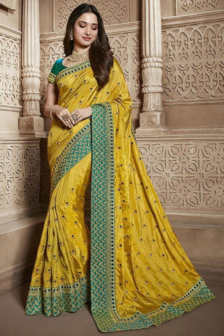 Yellow Rangoli Silk Saree With Blouse Piece - Designer mart